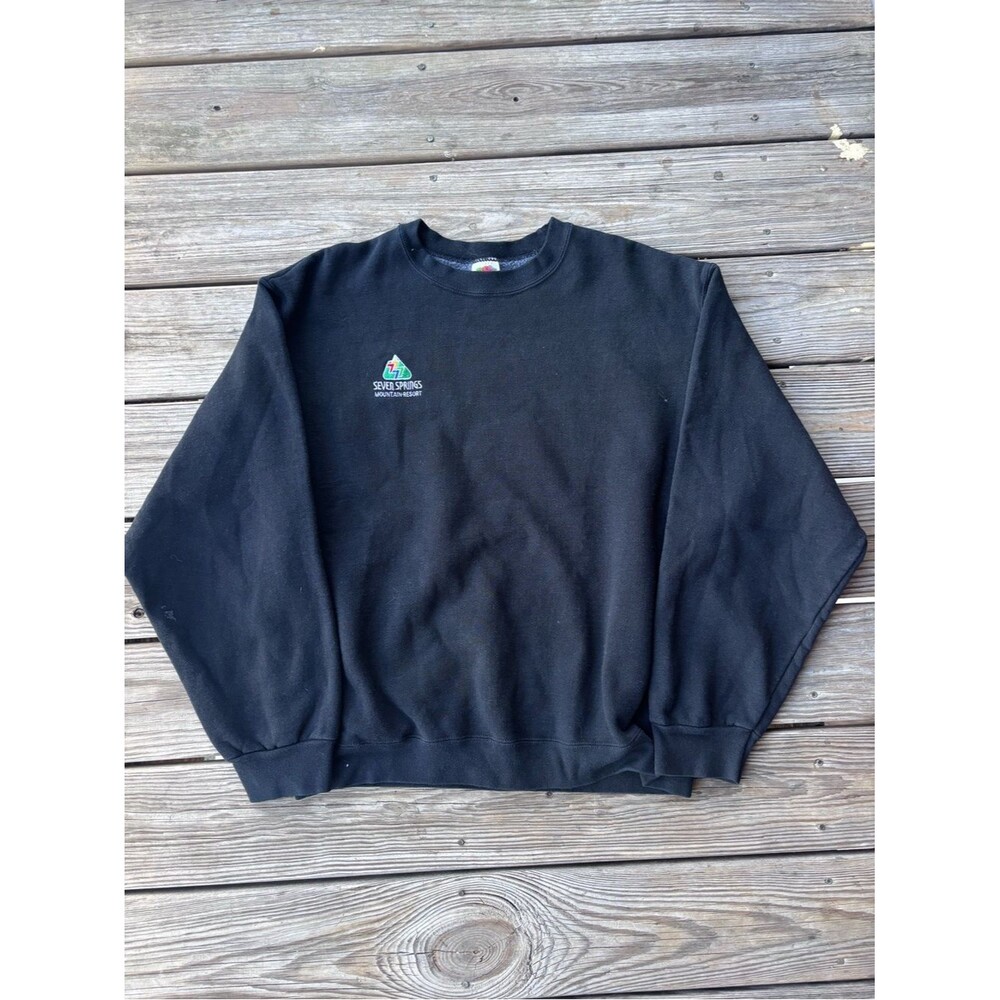 Vintage Seven Springs Mountain Resort Fruit of the Loom Black Crewneck Sweater